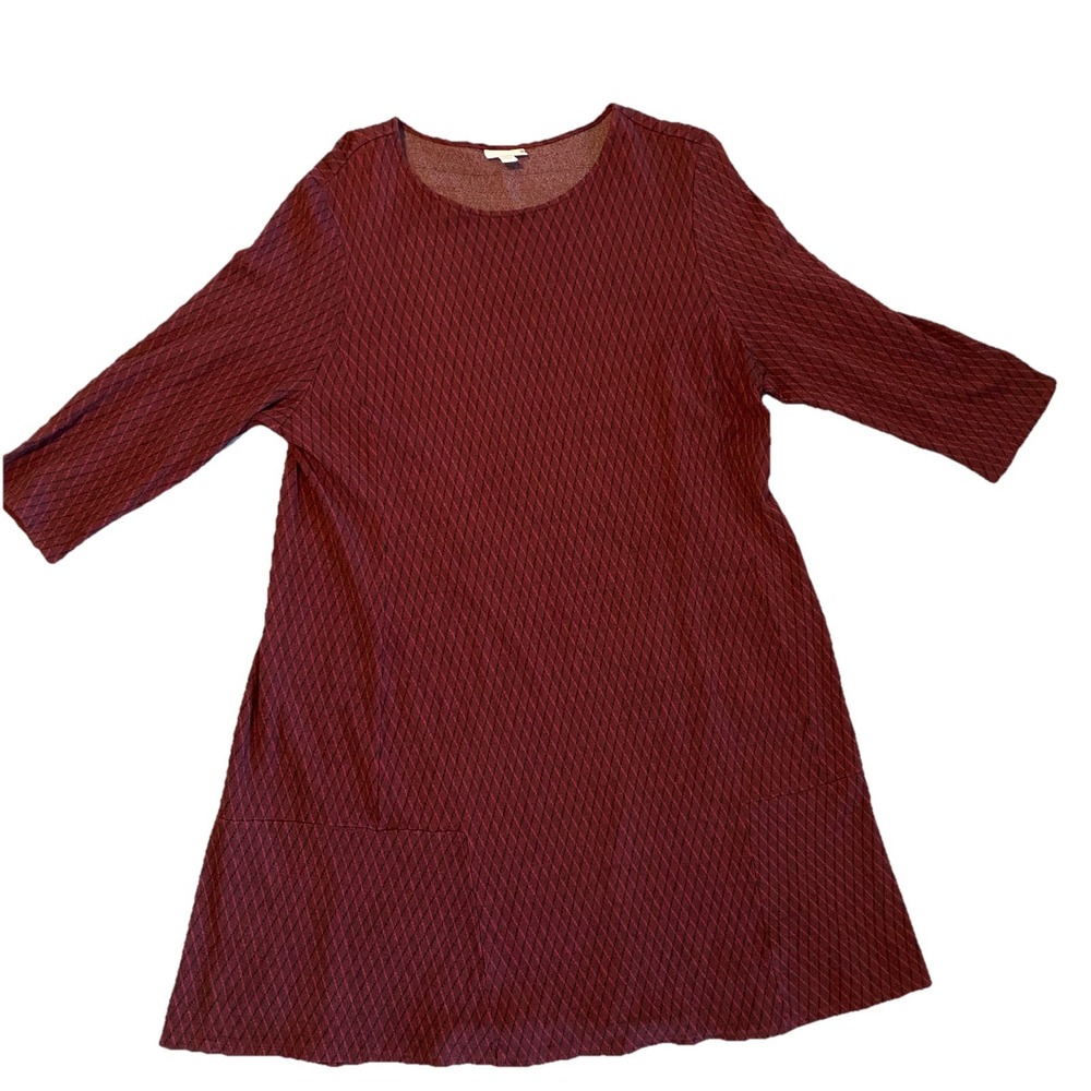 J. Jill Ponte Knit Burgundy/Black Tunic Dress Women's Size XL Fall Winter Warm